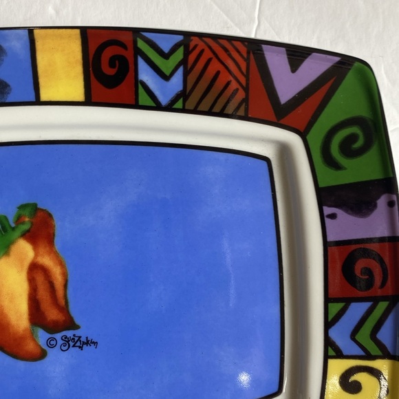 🌹Sue Zipkin rectangular ceramic serving platter, Mosaic trim, Hot peppers 7x11” - Picture 12 of 14